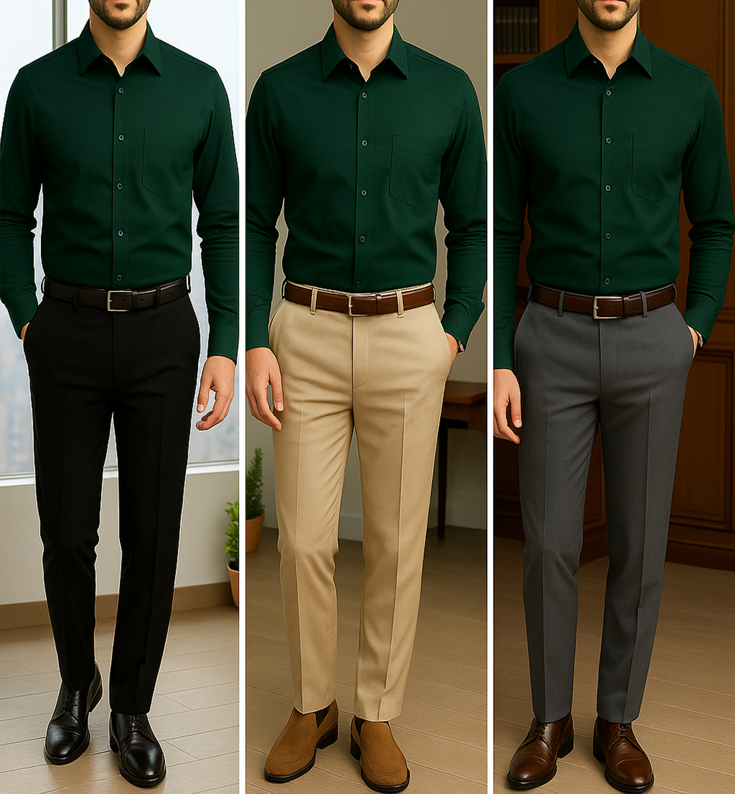 PLATINUM COTTON SATIN FORMAL SHIRT FOR MEN (Single Pocket)-Teal Green