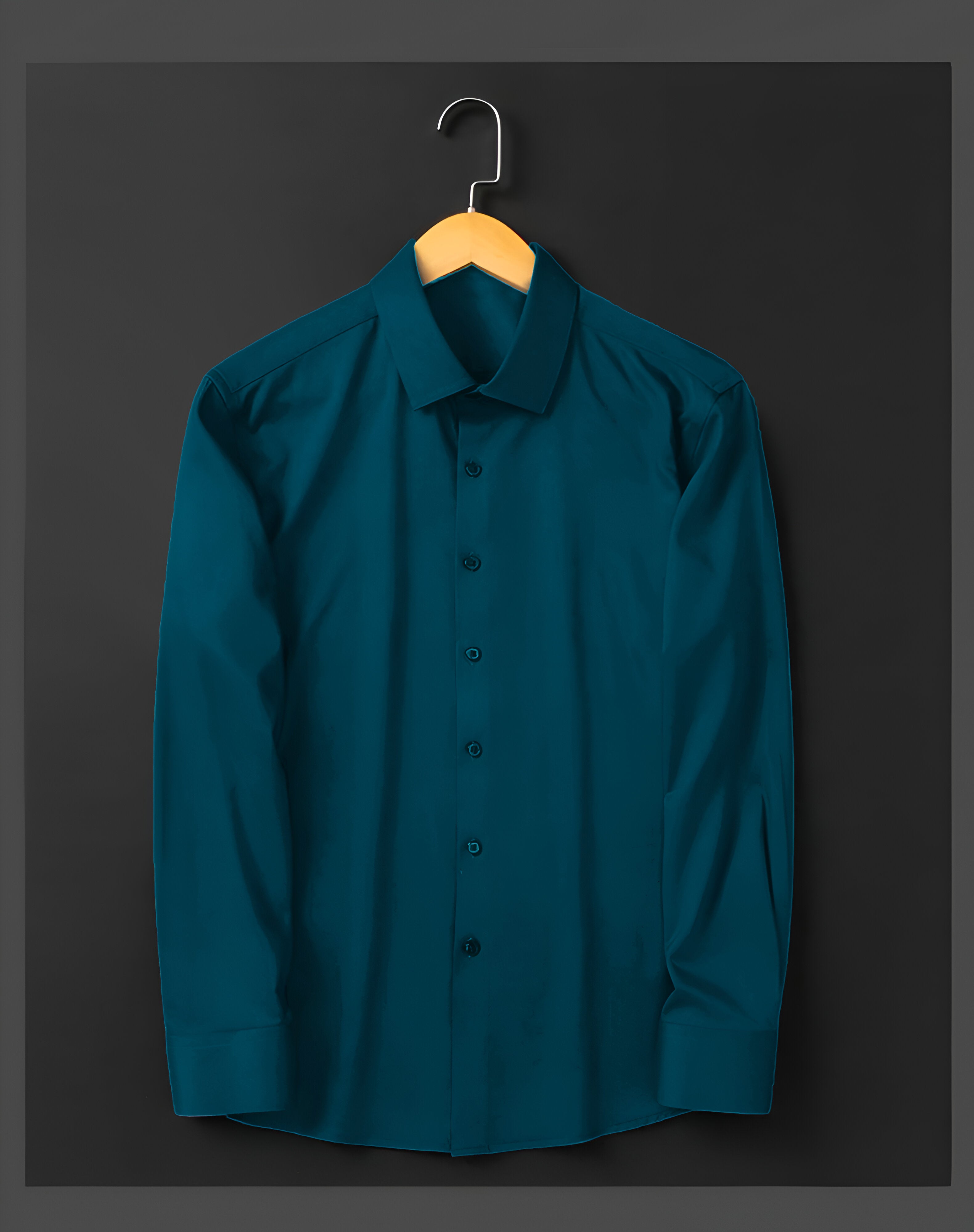 Men's Formal Regular Fit Full Sleeve Shirt - Teal Blue