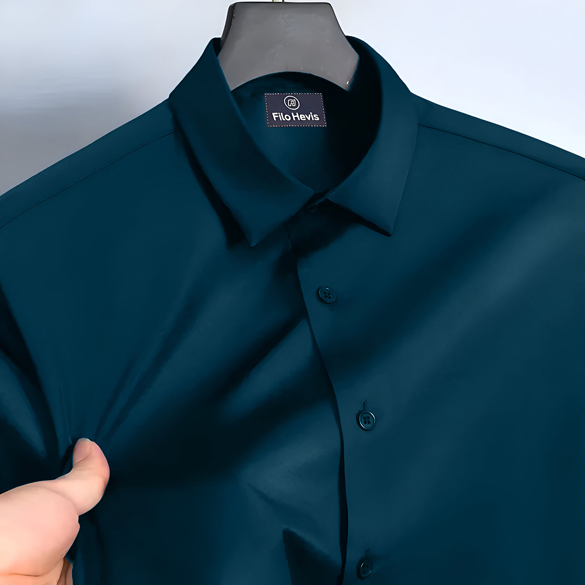 Men's Satin Lycra formal  Full Sleeve shirt Teal Blue