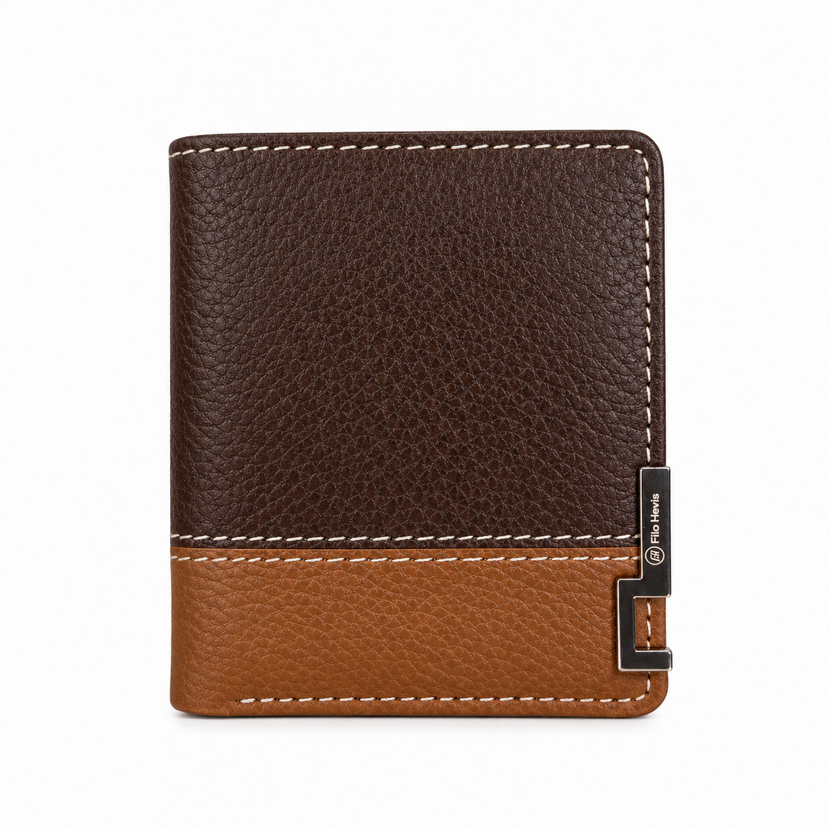 Wallet for Men | Textured Bifold Wallet with Zipper Coin Pocket & Card Slots | Brown-Tan