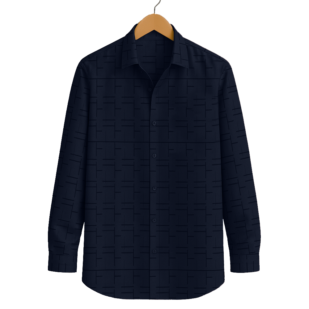 PRINTED SHIRTS | FORMAL & CASUAL SHIRTS FOR MEN | PRINTS SHIRT-NAVY BLUE