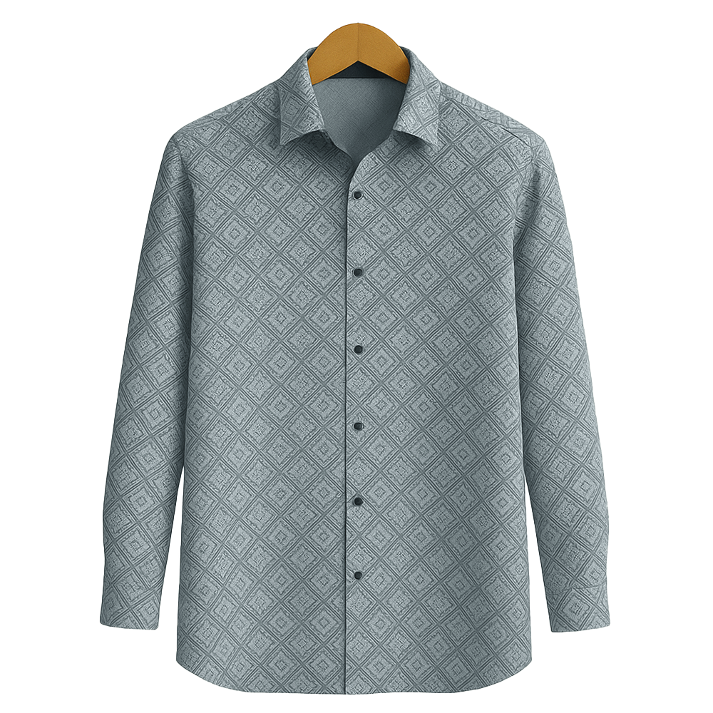 PRINTED SHIRTS | FORMAL & CASUAL SHIRTS FOR MEN | FILO HEVIS GEOMETRIC PRINTS SHIRT COLLECTION-Green