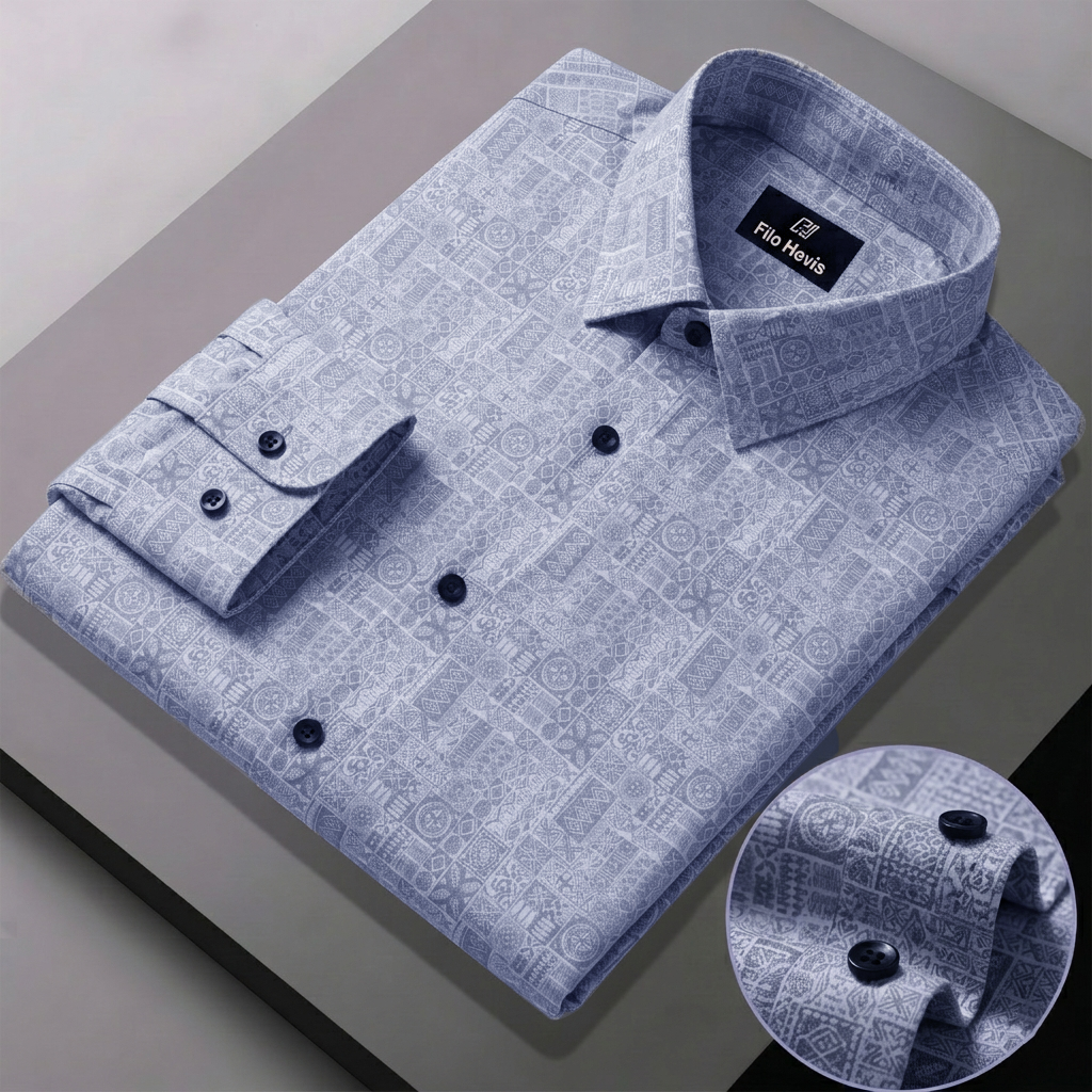 Print Shirt for Men | Smart Regular Fit | Blue