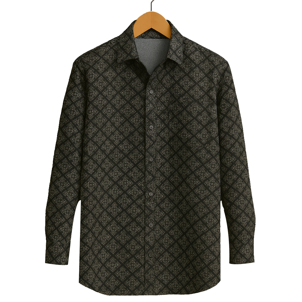 PRINTED SHIRTS | FORMAL & CASUAL SHIRTS FOR MEN | FILO HEVIS GEOMETRIC PRINTS SHIRT COLLECTION-Green