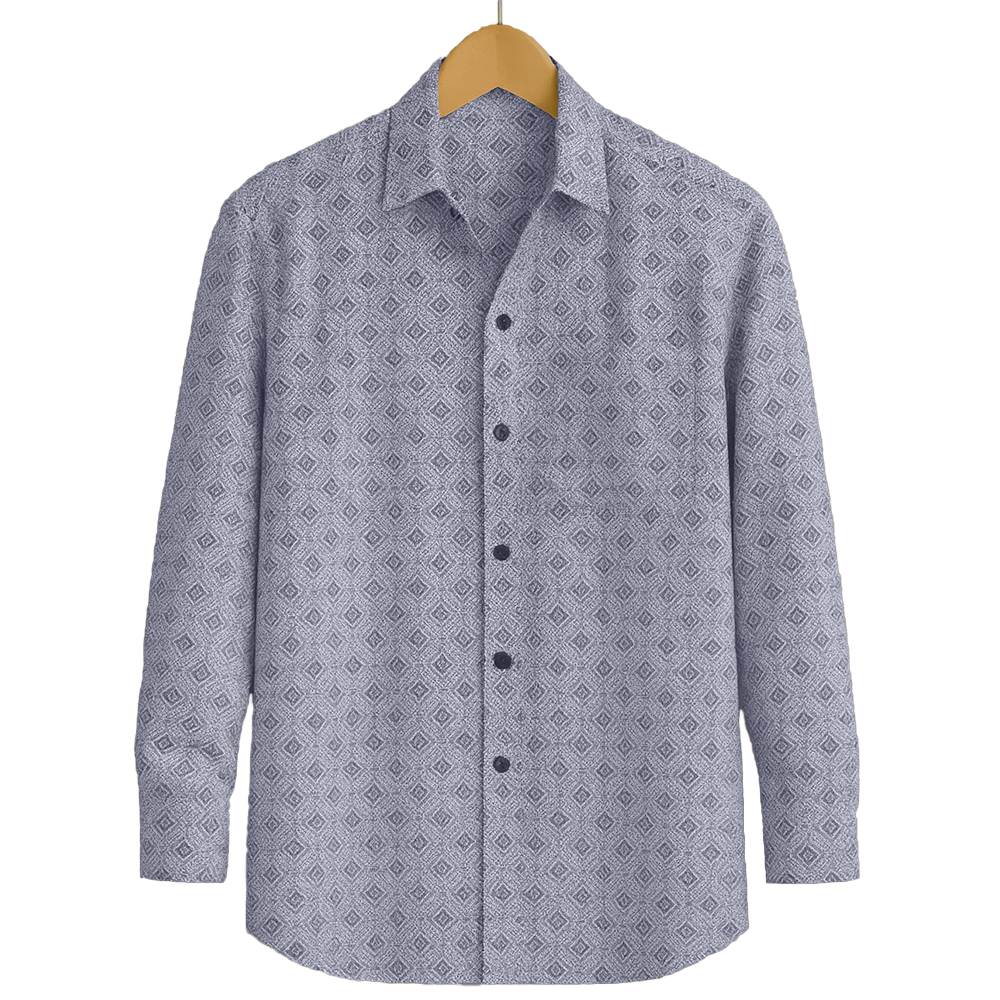 PRINTED SHIRTS | FORMAL & CASUAL SHIRTS FOR MEN | FILO HEVIS GEOMETRIC PRINTS SHIRT COLLECTION-Grey