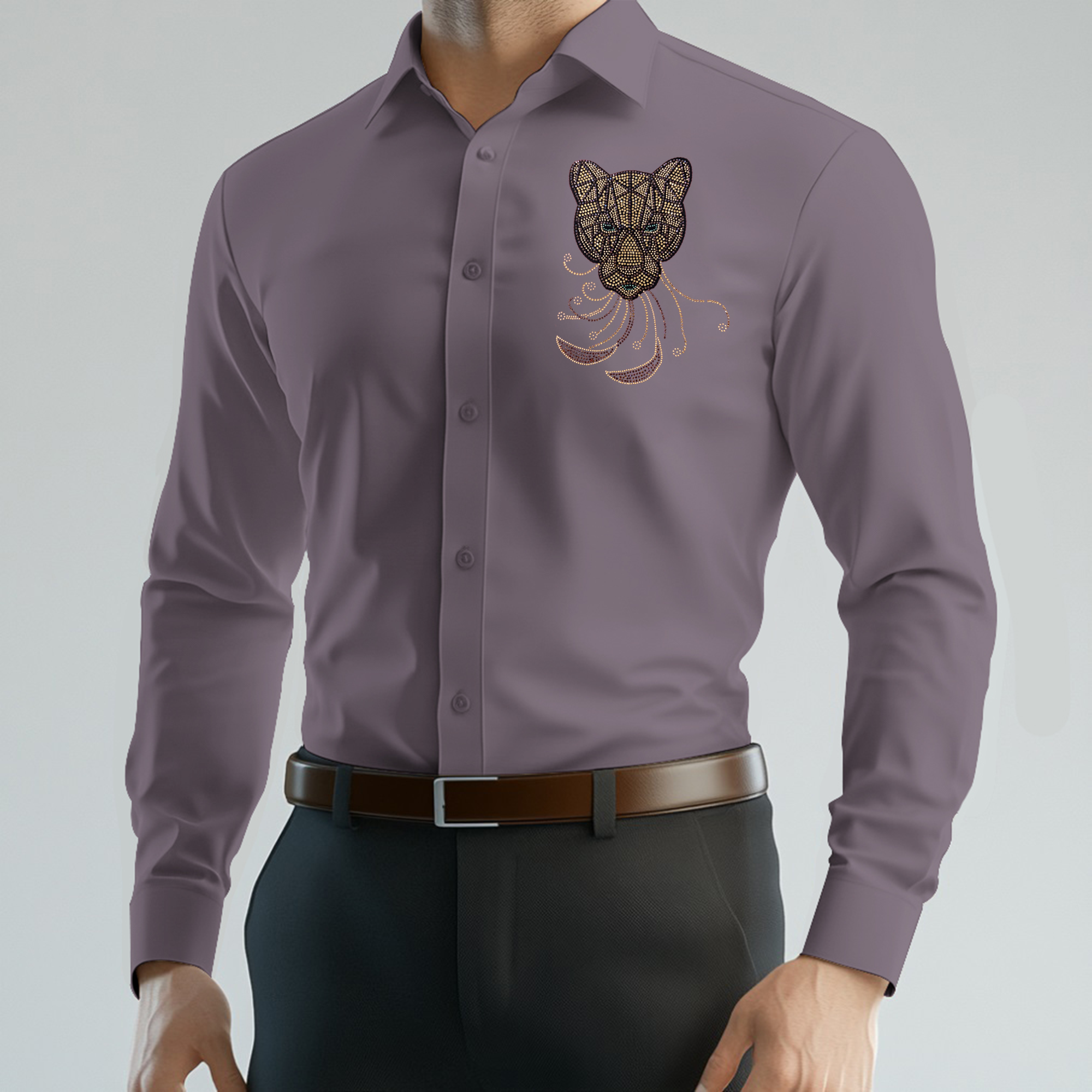 PARTY SHIRTS FOR MEN | PREMIUM SHIRTS | CLUB SHIRTS Tiger Embroidery-ONION