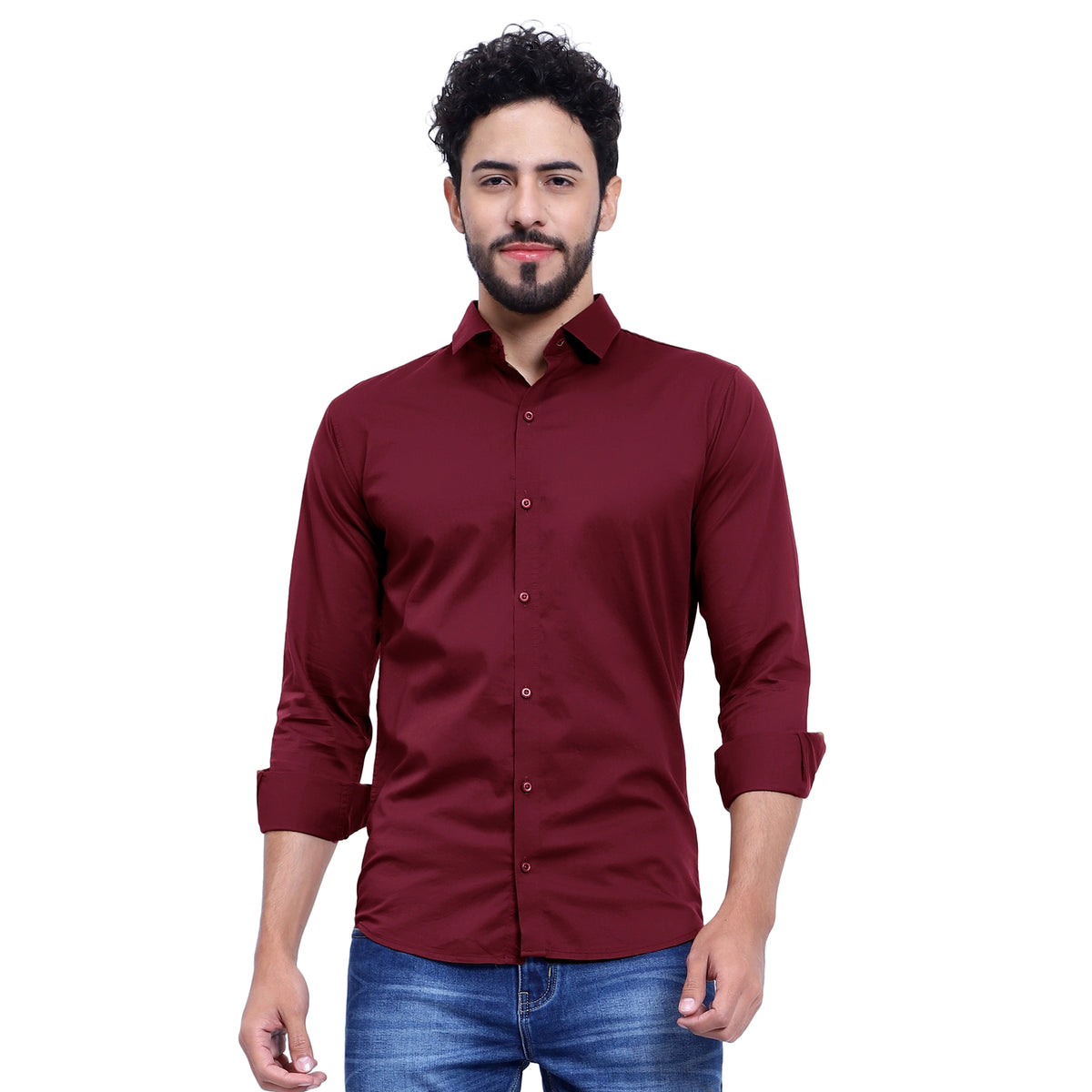 MENS FORMAL REGULAR FIT FULL SLEEVE SHIRT MAROON