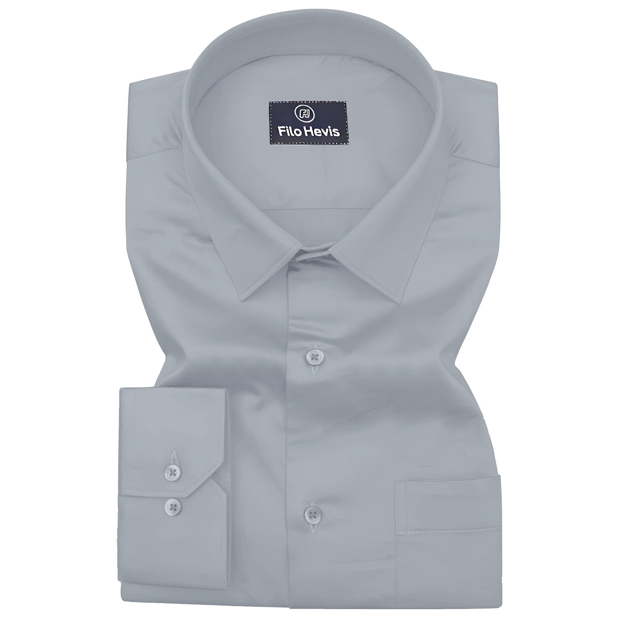 PLATINUM COTTON SATIN FORMAL SHIRT FOR MEN (Single Pocket)-Grey