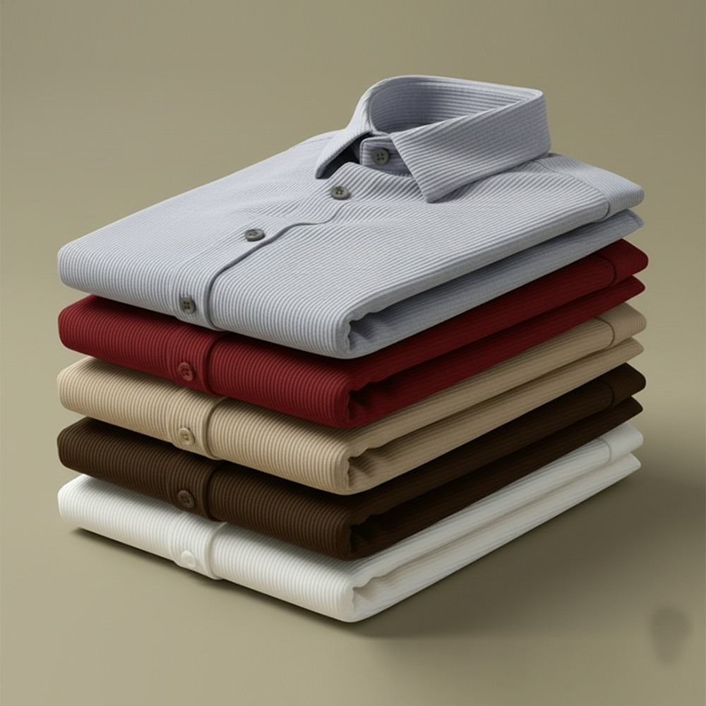 Corduroy Casual Shirts for Men Blended Fabric - Navy Blue