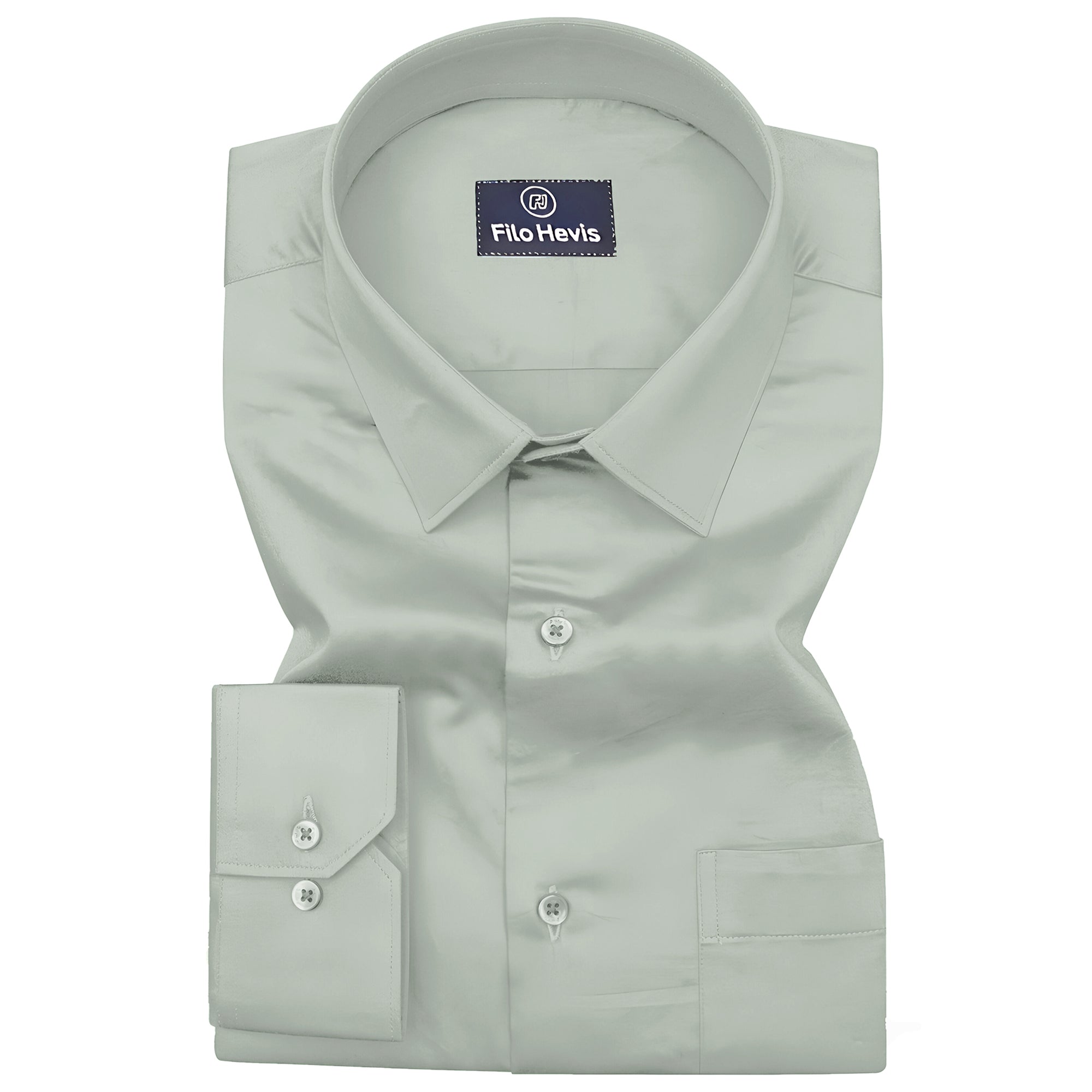 PLUS SIZE FORMAL SHIRTS IN COTTON FOR MEN (Single Pocket)- Grayish Green