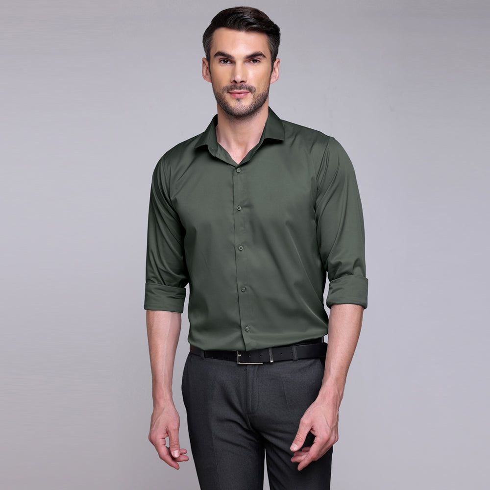 Premium Satin Lycra Formal Dark Grey Shirt