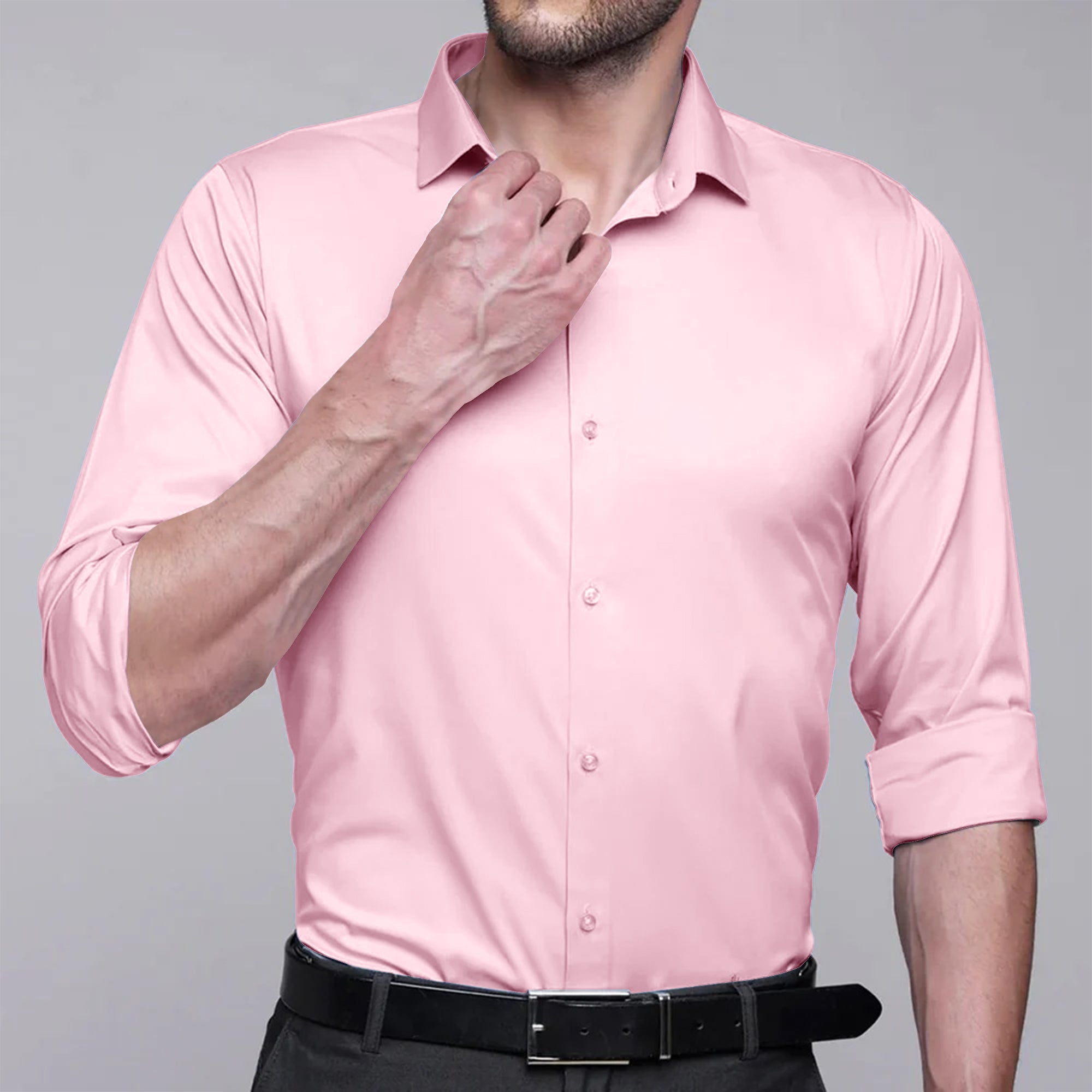 PREMIUM SATIN SHIRT | FORMAL SHIRT FOR MEN | LUXURIOUS SATIN LYCRA PARTY WEAR-Pink Shirt