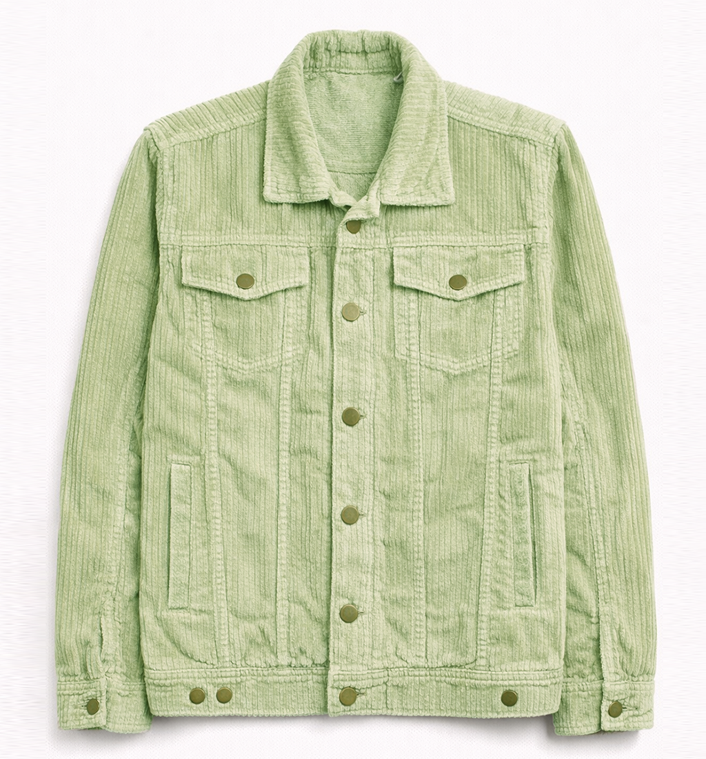 Men’s Light Green Corduroy Trucker Jacket