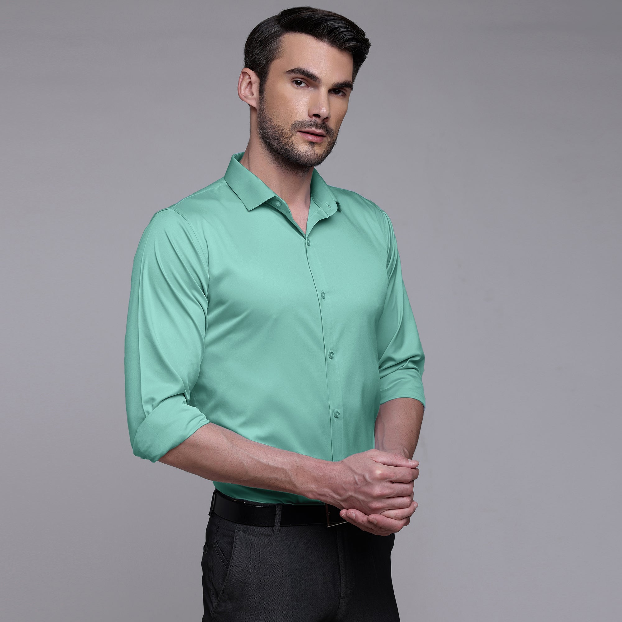 PREMIUM SATIN SHIRT | FORMAL SHIRT FOR MEN | LUXURIOUS SATIN LYCRA PARTY WEAR-Sea Green Shirt