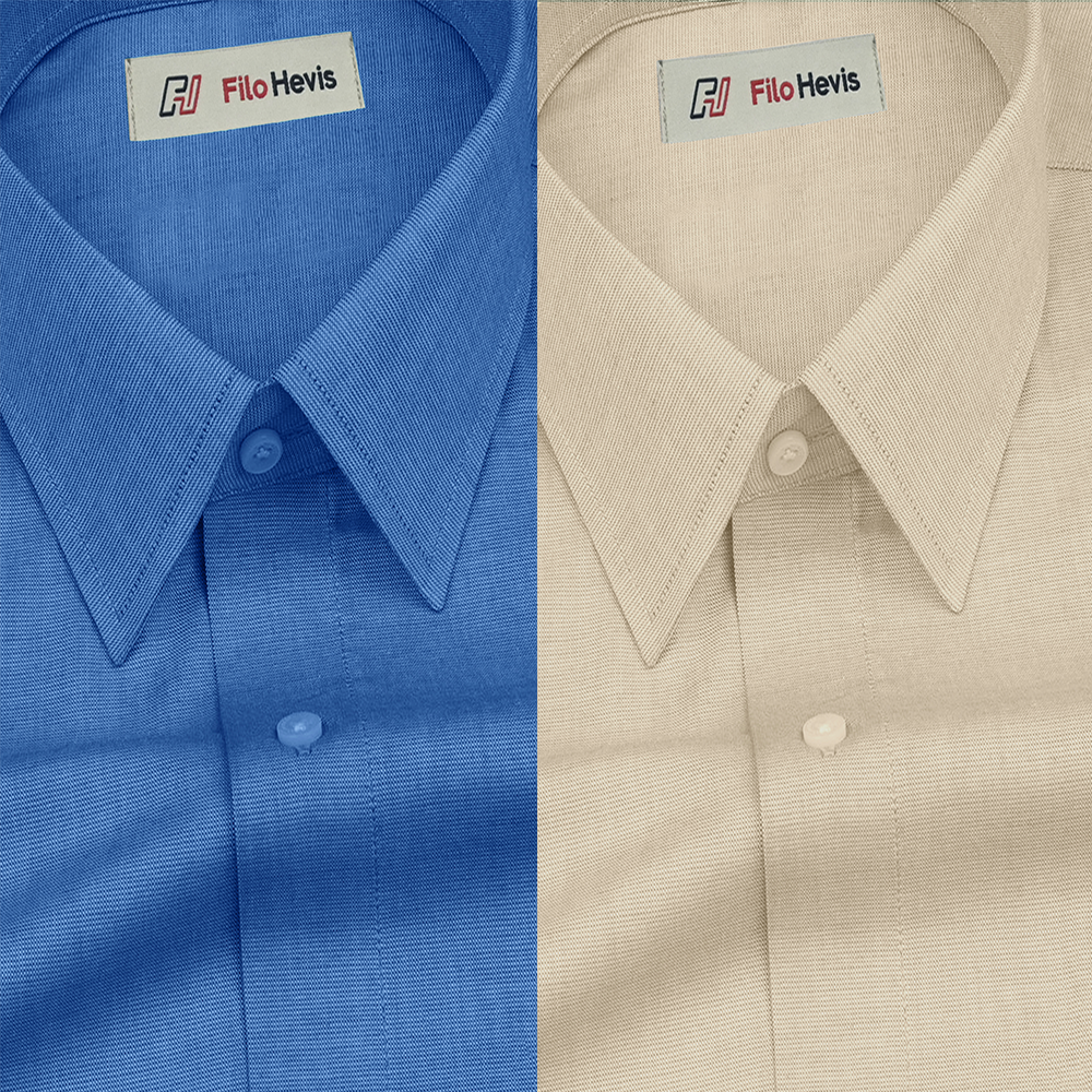 Combo of 2 Filafil Fabric Regular Fit Formal Shirts – Blue & Cream (Single Pocket)