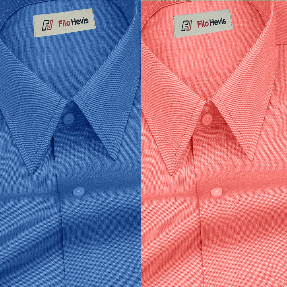 Combo of 2 Filafil Fabric Regular Fit Formal Shirts – Blue & Peach (Single Pocket)