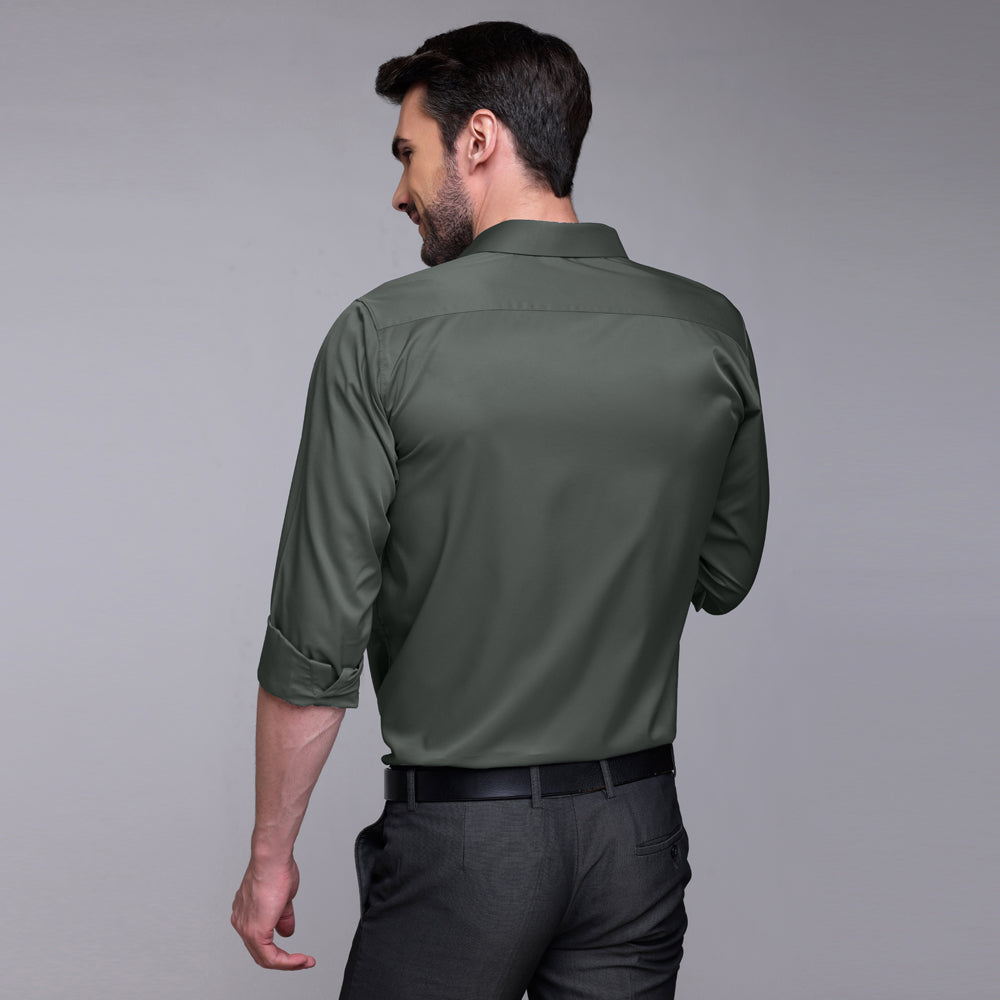 Premium Satin Lycra Formal Dark Grey Shirt