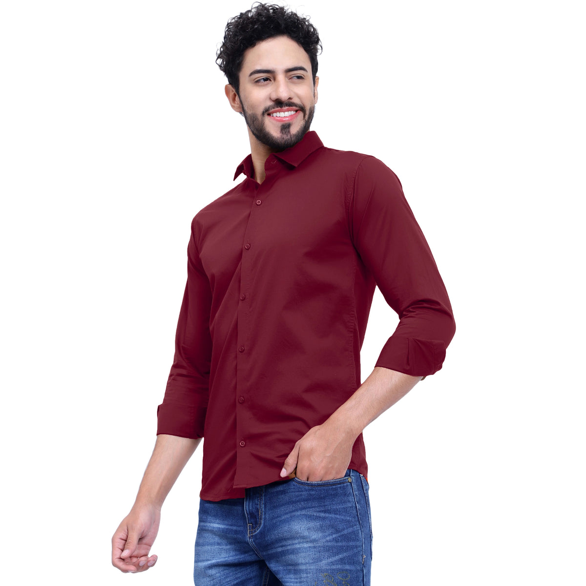 MENS FORMAL REGULAR FIT FULL SLEEVE SHIRT MAROON