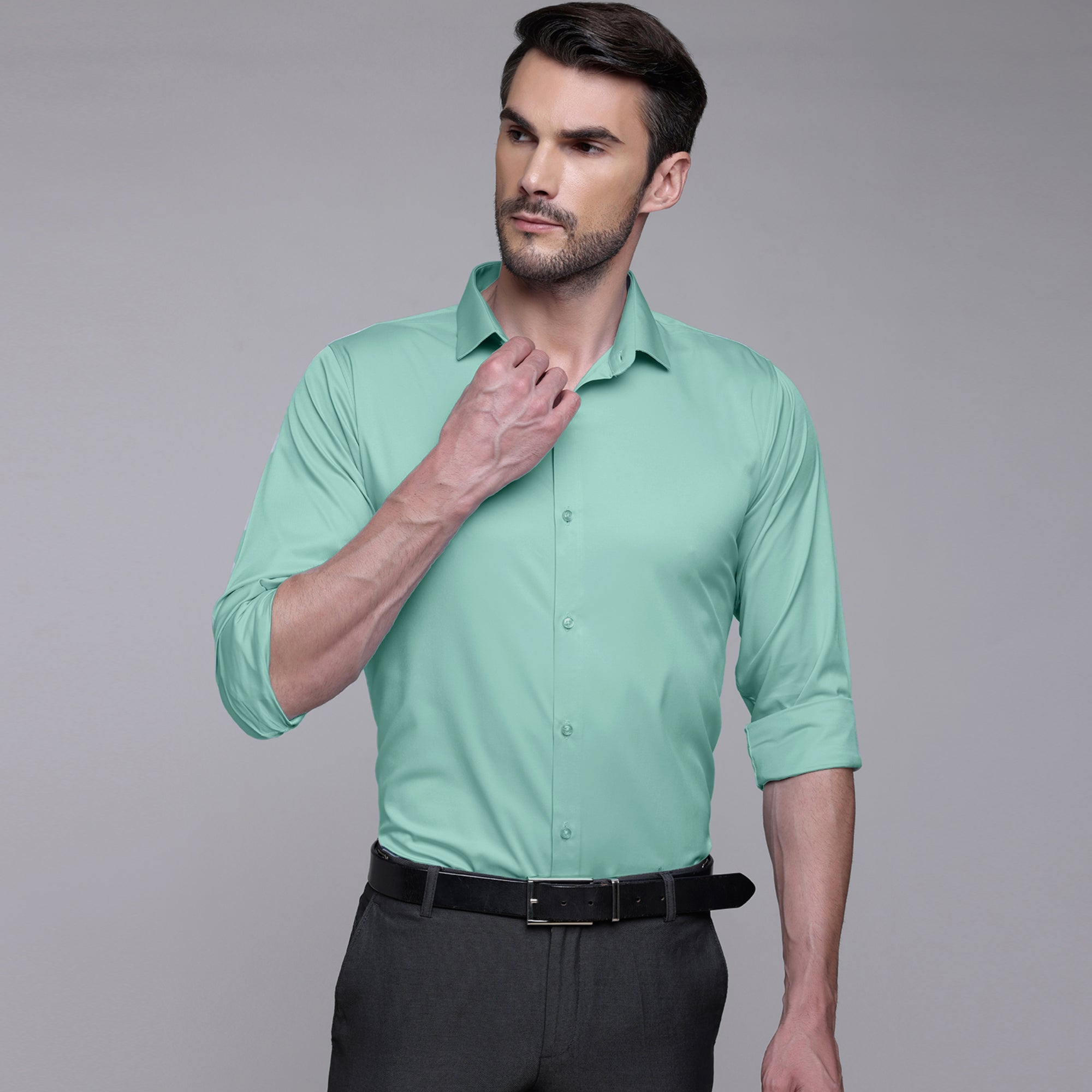 PREMIUM SATIN SHIRT | FORMAL SHIRT FOR MEN | LUXURIOUS SATIN LYCRA PARTY WEAR-Sea Green Shirt