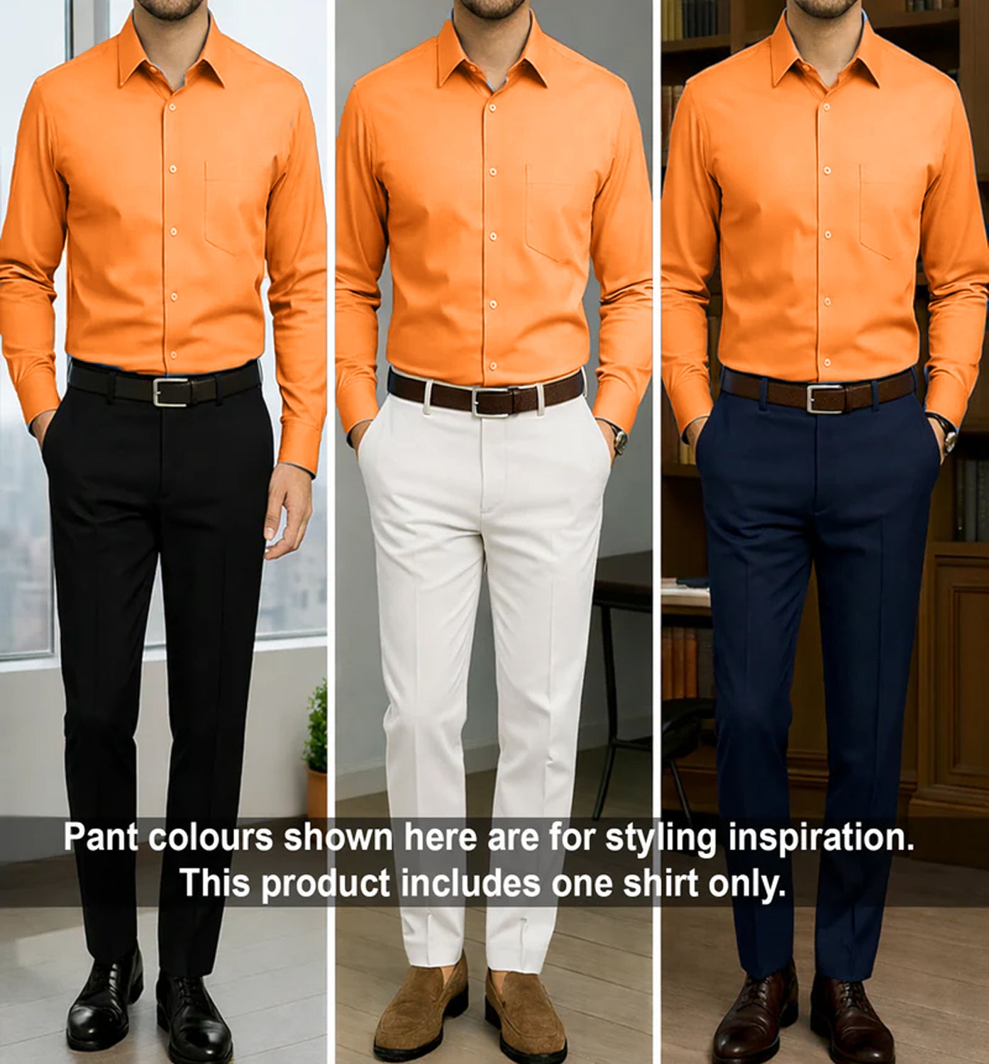 PLATINUM COTTON SATIN FORMAL SHIRT FOR MEN (Single Pocket)-Orange