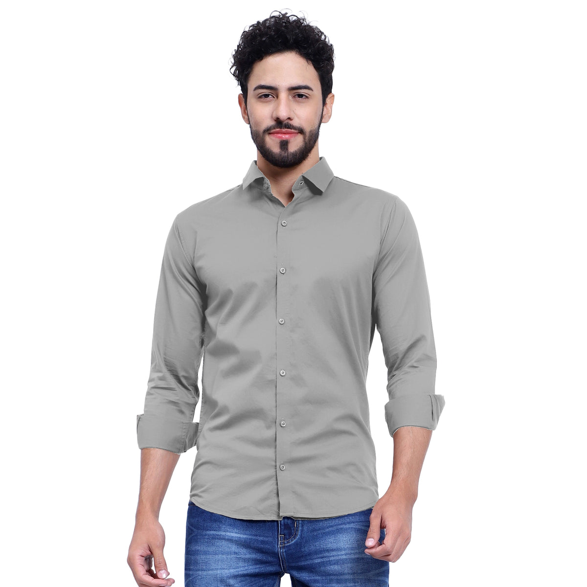 MENS FORMAL REGULAR FIT FULL SLEEVE SHIRT LIGHT GREY