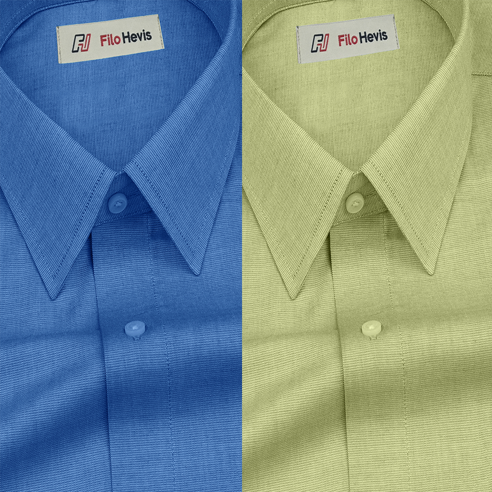Combo of 2 Filafil Fabric Regular Fit Formal Shirts – Blue & Light pastel green (Single Pocket)