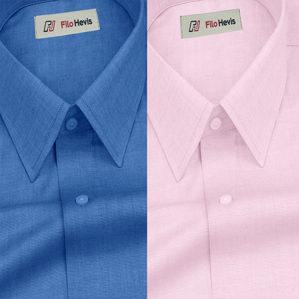 Combo of 2 Filafil Fabric Regular Fit Formal Shirts – Blue & Light Pink (Single Pocket)