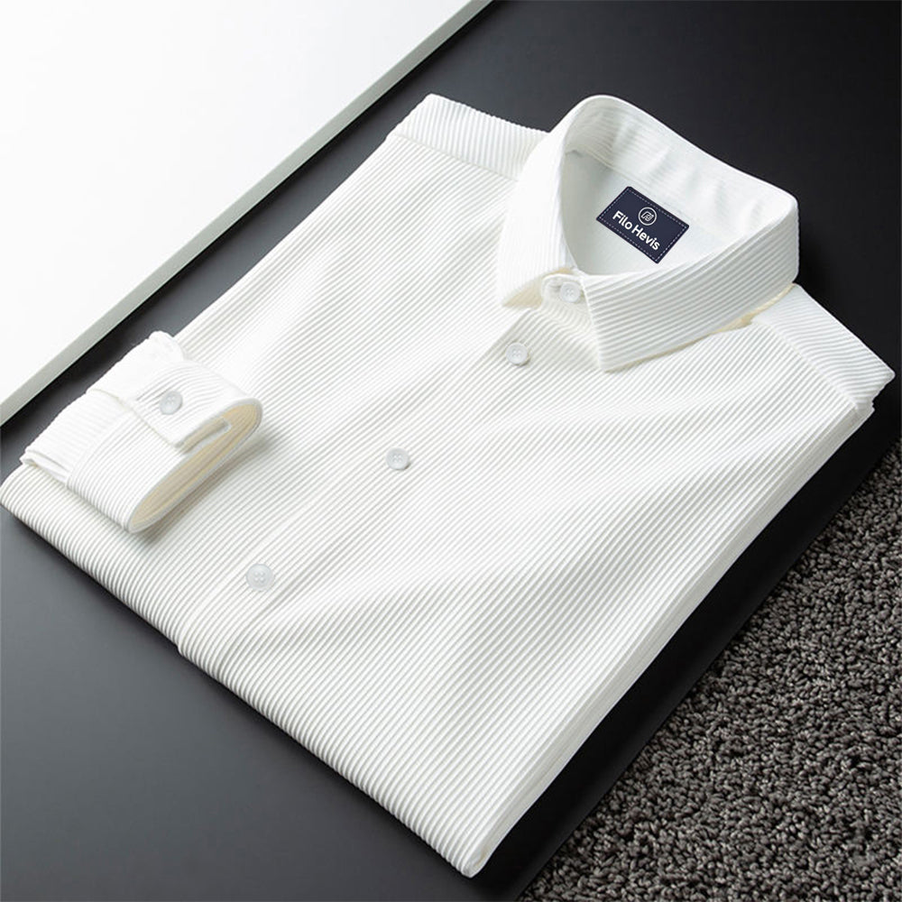 Corduroy Casual Shirts for Men Blended Fabric - White