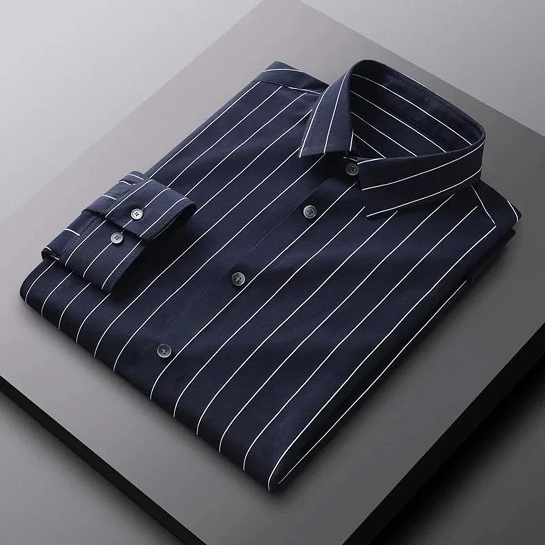 STRIPE CASUAL COTTON SHIRT (Navy).