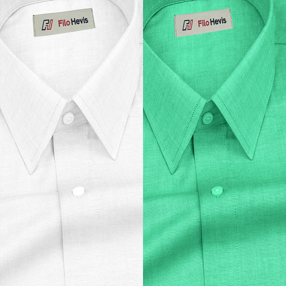 Combo of 2 Filafil Fabric Regular Fit Formal Shirts – White & Green (Single Pocket)