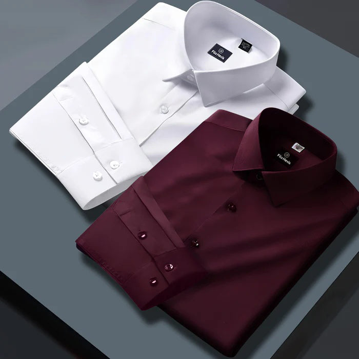 Combo of 2 Formal shirts White & Wine Colour