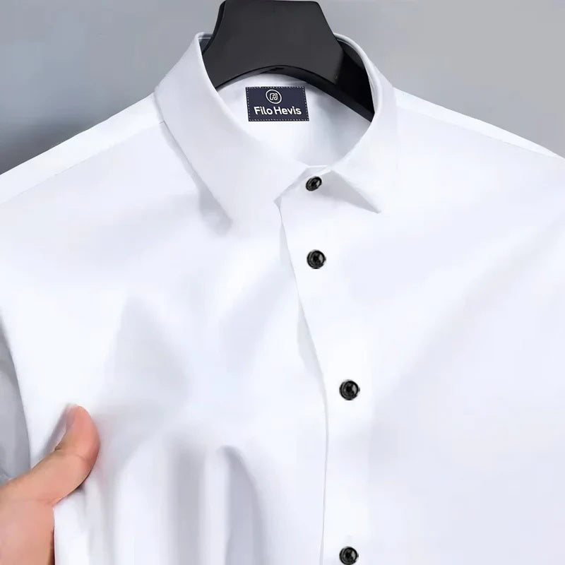 Men's Satin Lycra formal  Full Sleeve shirt White