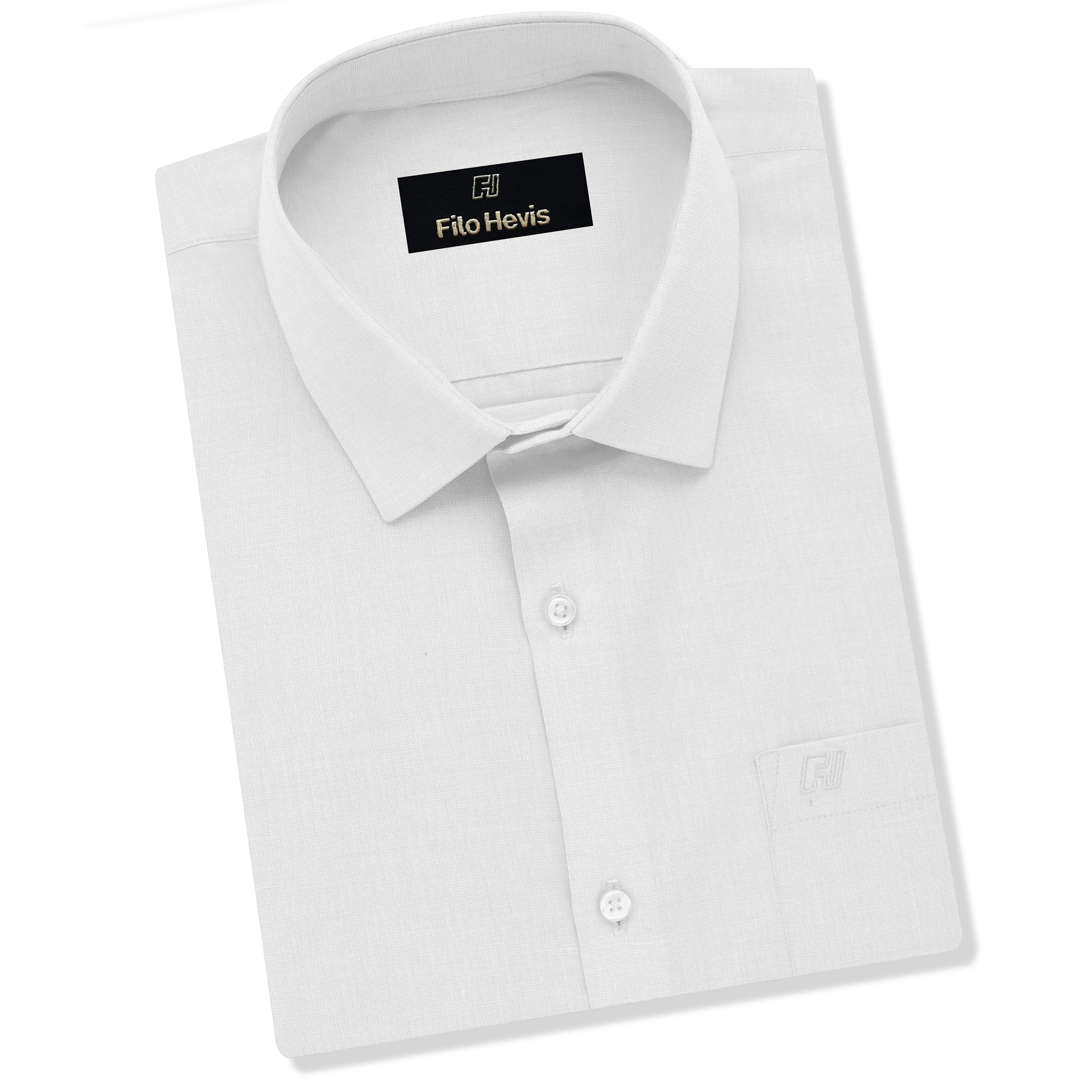 Filafil Fabric Regular Fit Single Pocket Formal Shirt Full Sleeve -White