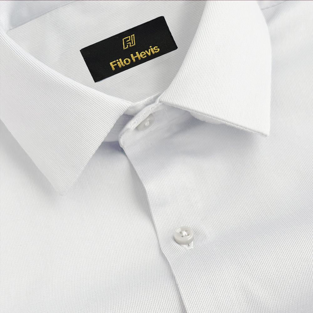 HYCROSS SELF-STRUCTURED FORMAL LYCRA SHIRT-White