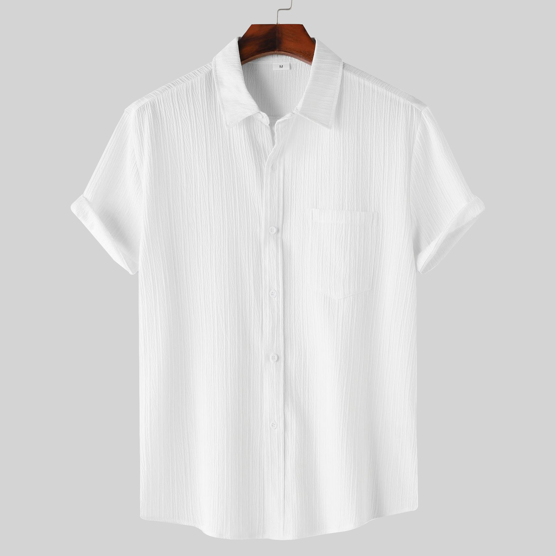 Men’s Textured Popcorn Half Sleeve Casual Shirt – White