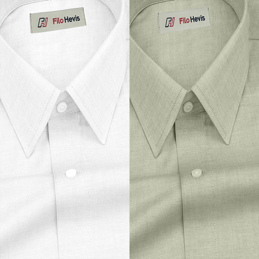 Combo of 2 Filafil Fabric Regular Fit Formal Shirts – White & Light Greyish Green (Single Pocket)