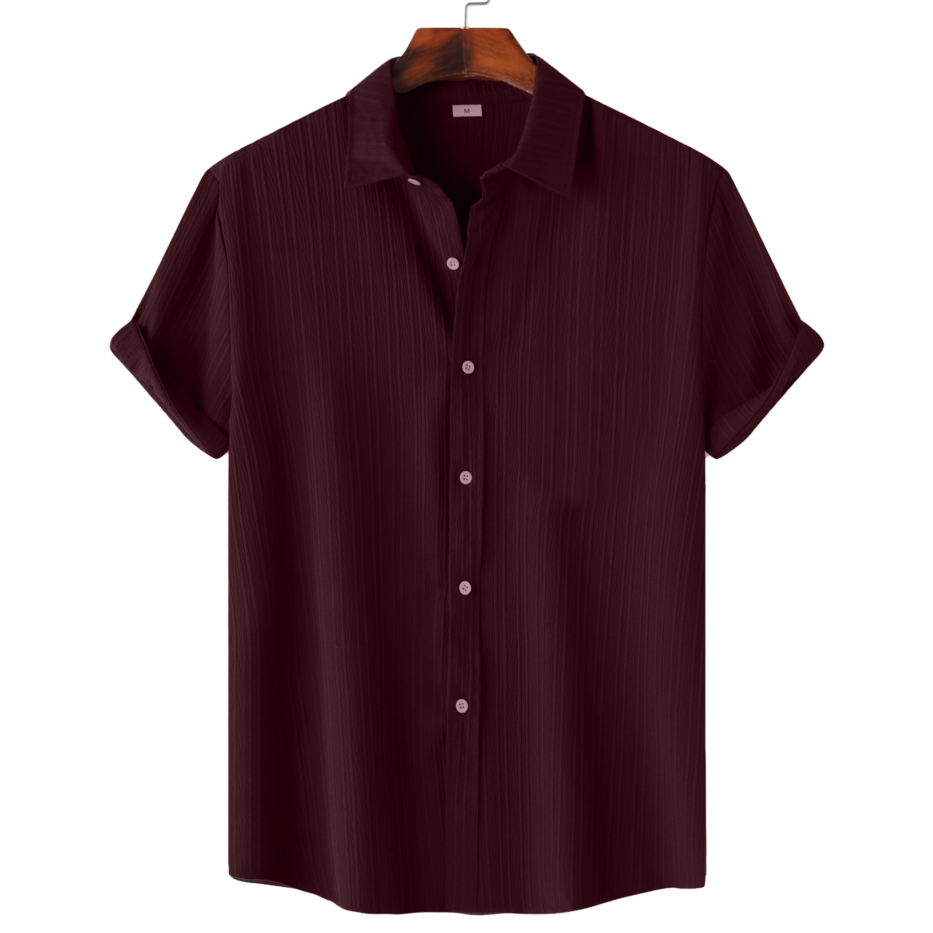 Men’s Textured Popcorn Half Sleeve Casual Shirt – Wine