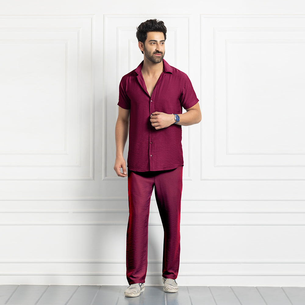 Wine Linen Co ords Set