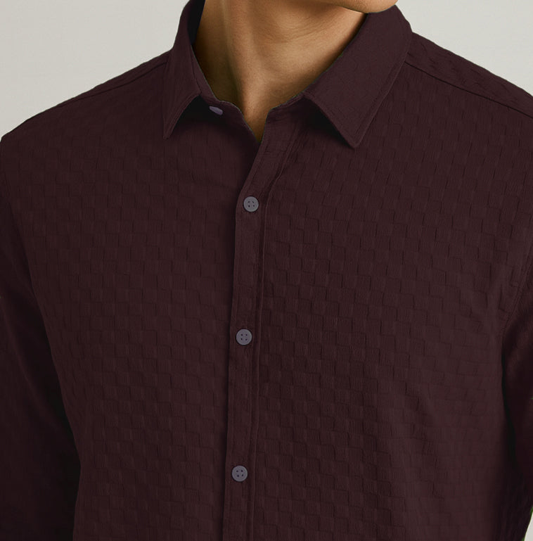 Wine Popcorn Fabric Shirt for Mens