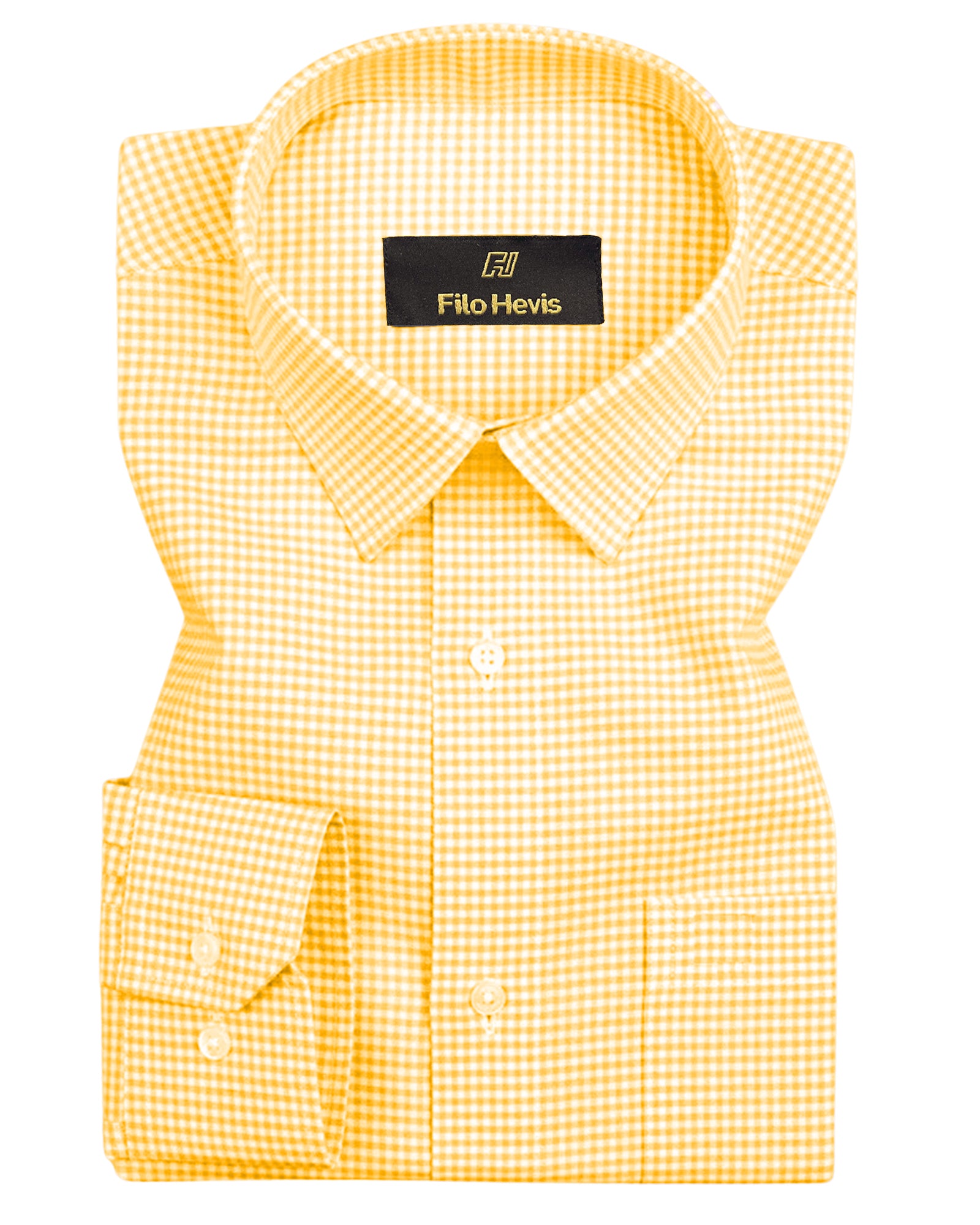 Men's Cotton Check Shirt-Yellow, Regular Fit, All-Day Comfort