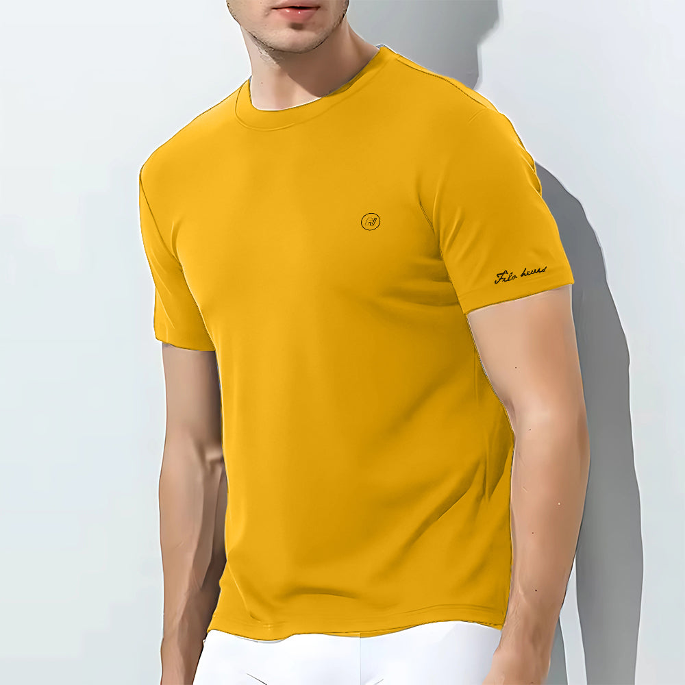 Men's Cotton Round Neck t-shirt Yellow