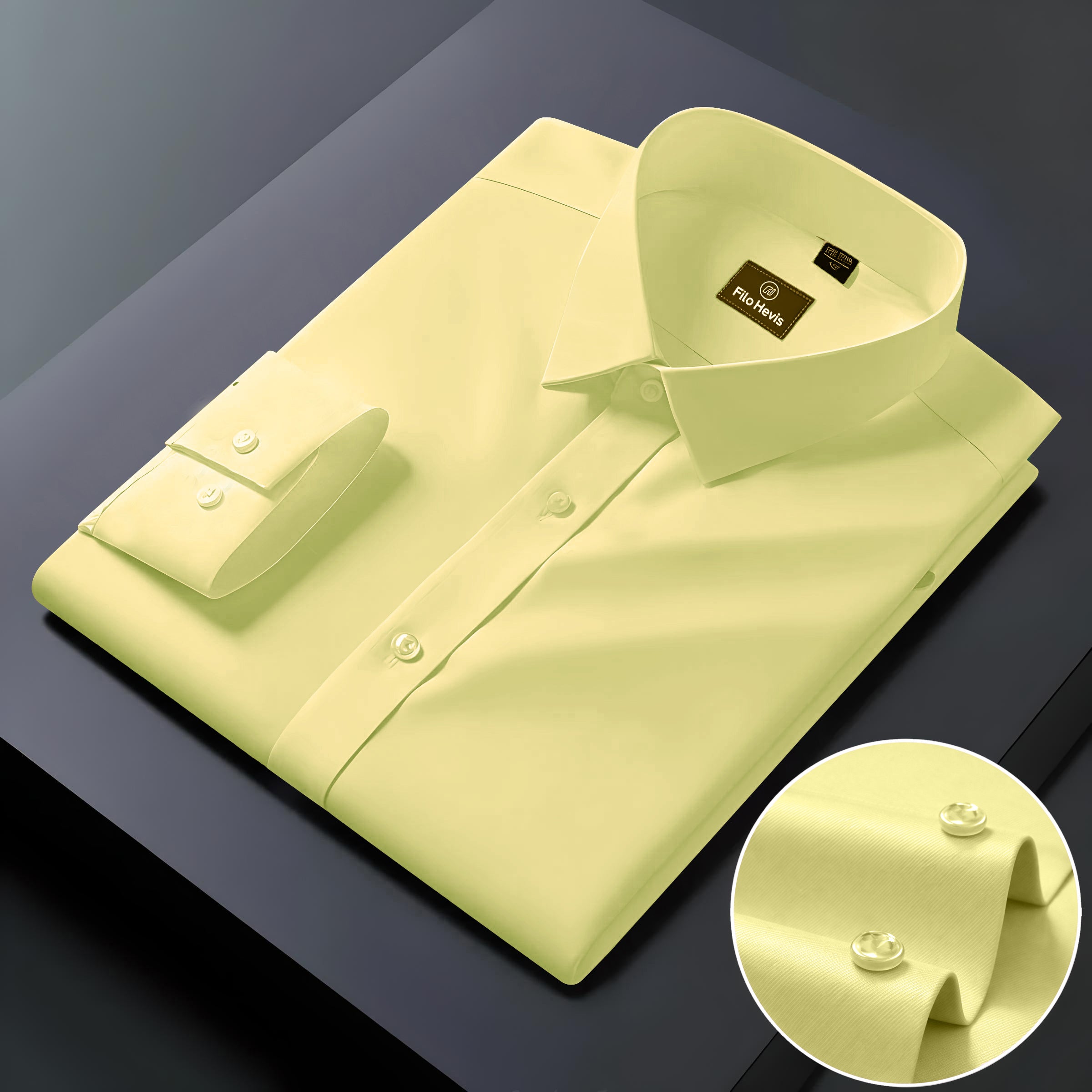 MENS FORMAL REGULAR FIT FULL SLEEVE SHIRT- YELLOW