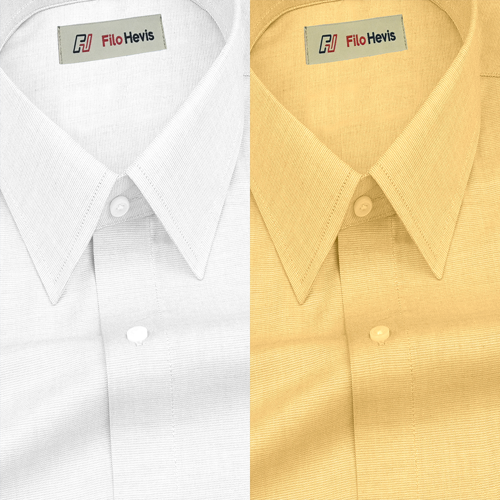 Combo of 2 Filafil Fabric Regular Fit Formal Shirts – White & Yellow (Single Pocket)