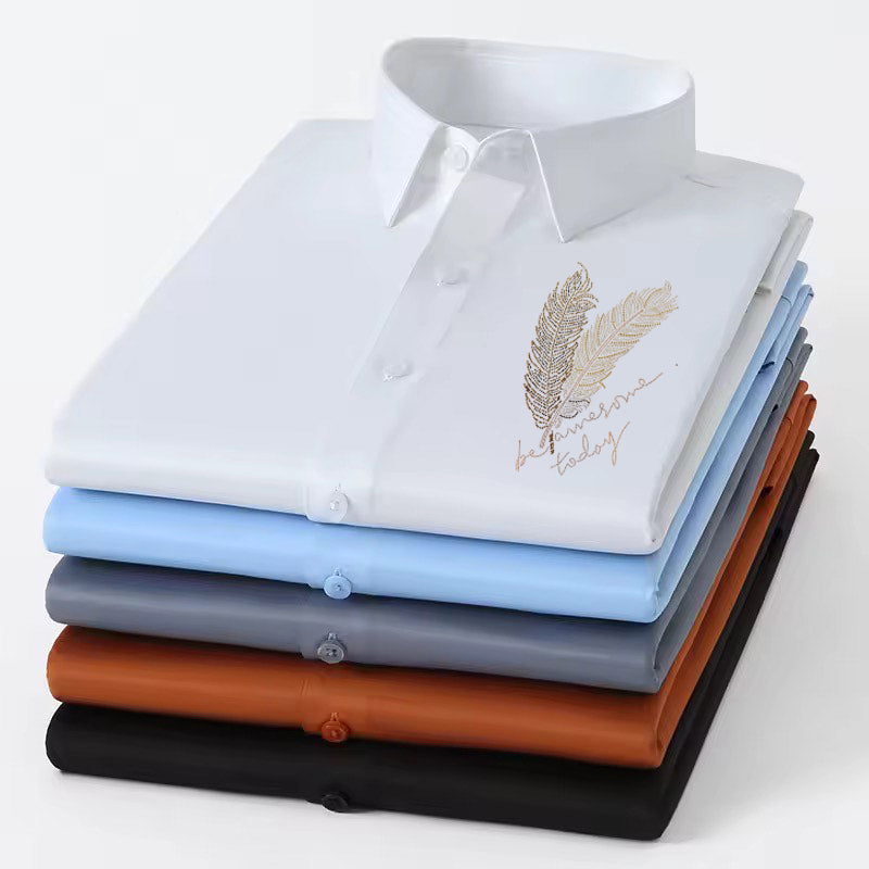 PARTY SHIRTS FOR MEN | PREMIUM SHIRTS | CLUB SHIRTS Feather Embroidery-Pink