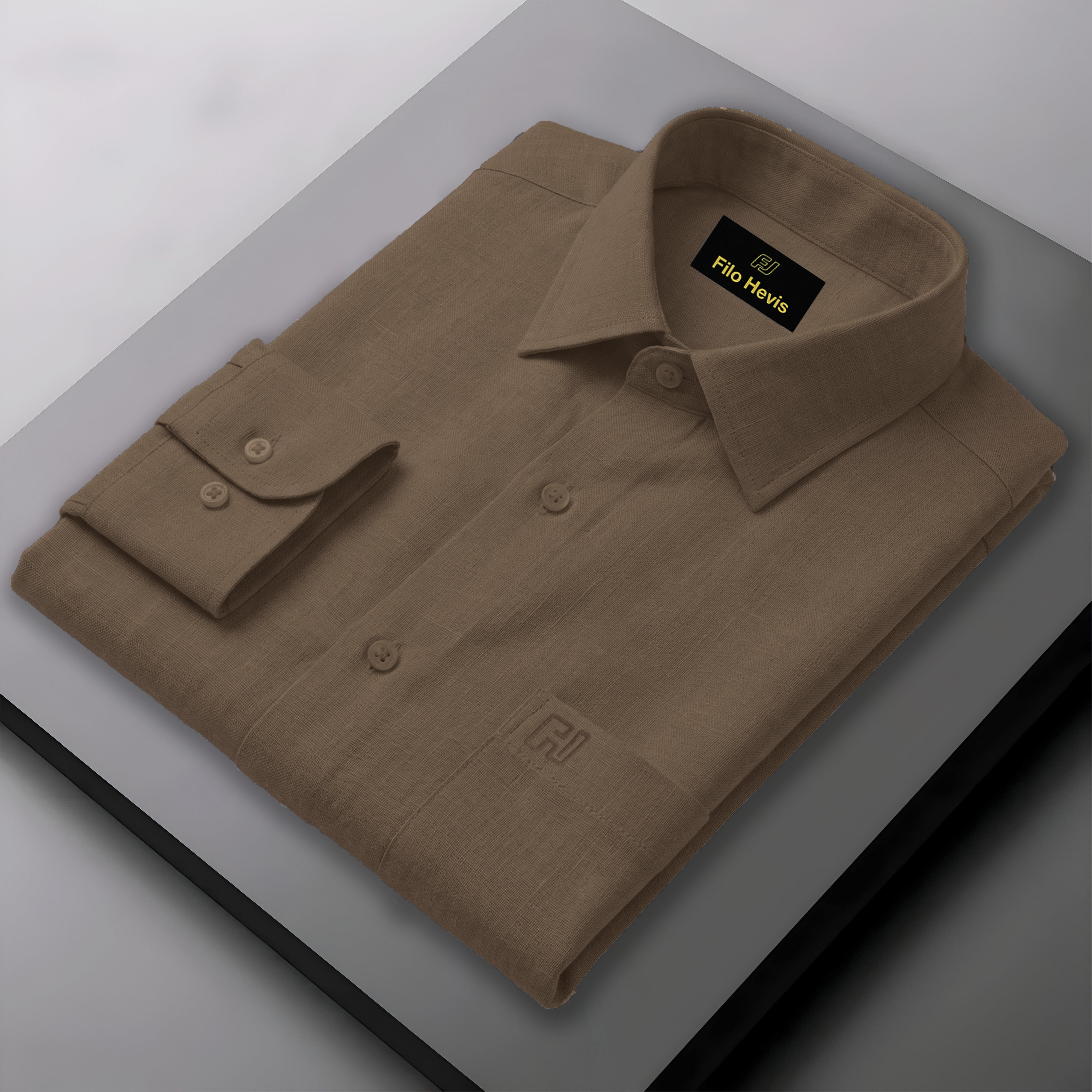 FINE LINEN SHIRTS FOR MEN (Full Sleeves)-Light Brown
