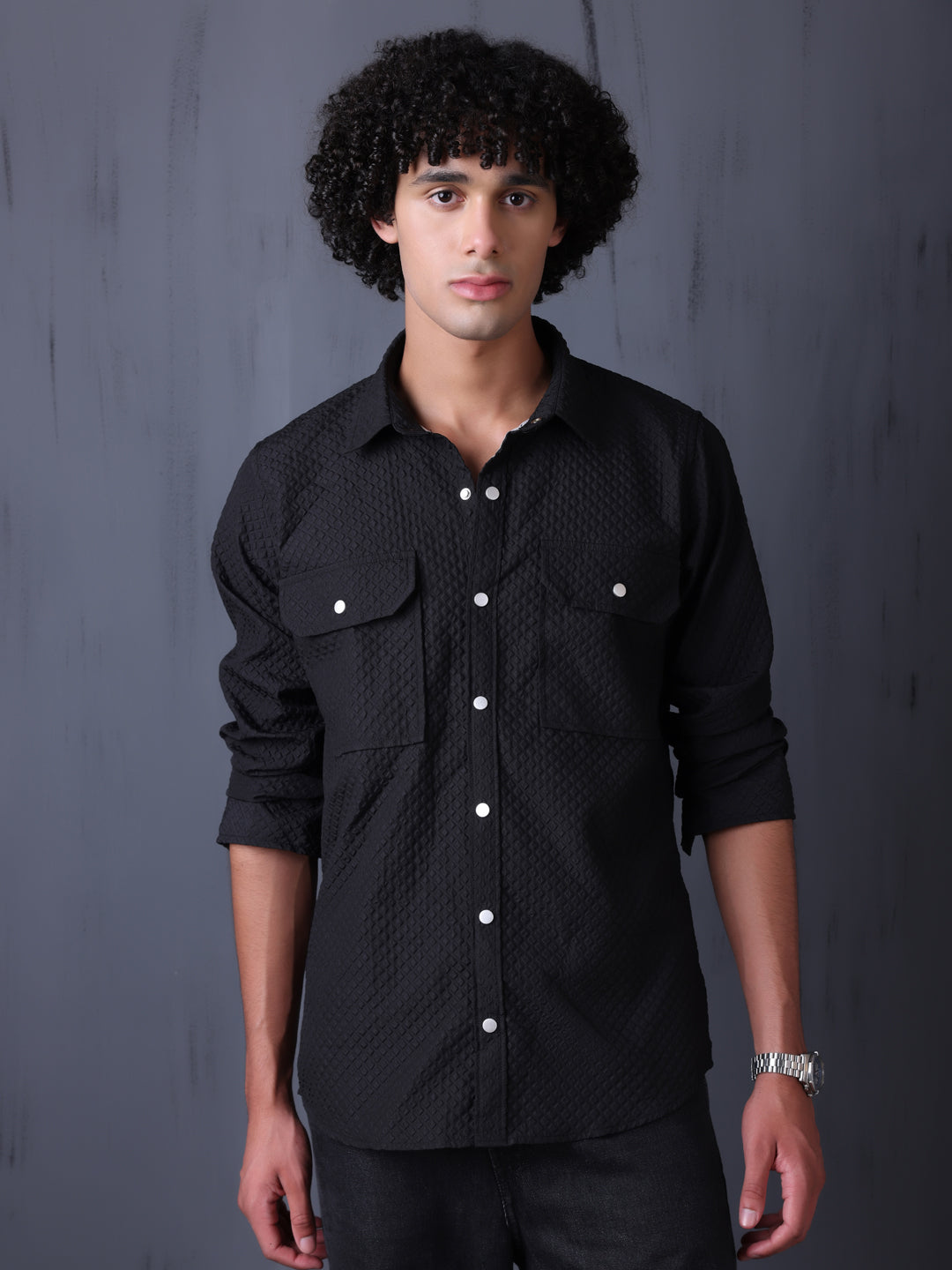 crush black double pocket shirt
