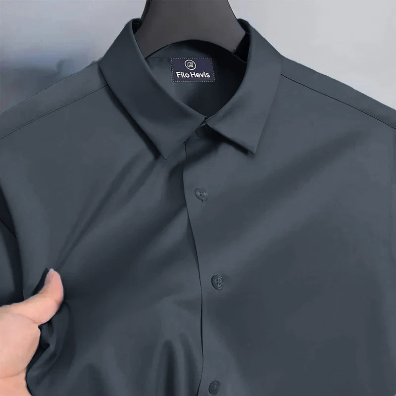 Men's Satin Lycra formal  Full Sleeve Shirt Dark Grey