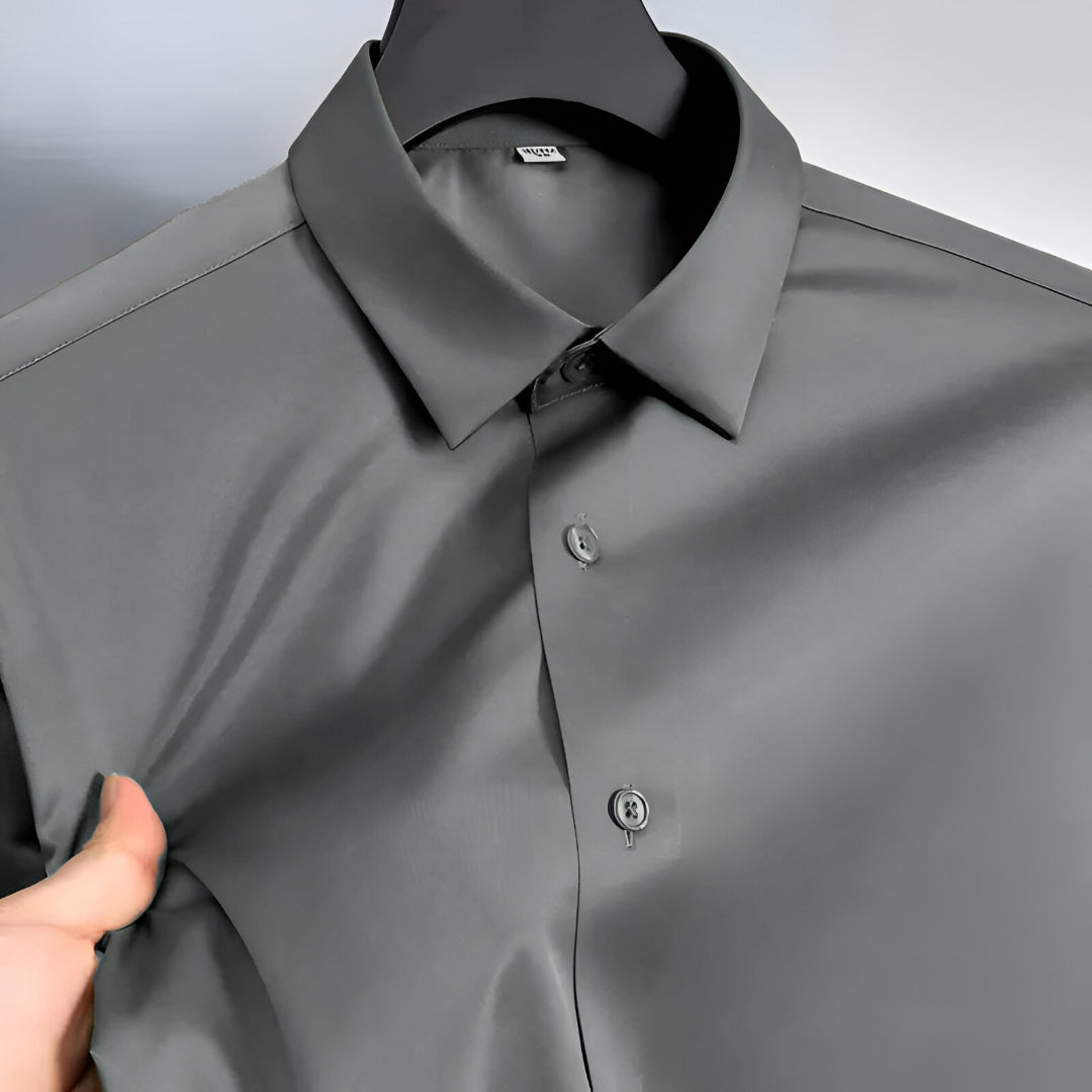 Men's Satin Lycra formal  Full Sleeve Shirt Dark Grey