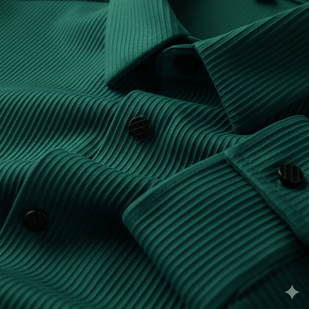 Corduroy Casual Shirts for Men Blended Fabric - Green