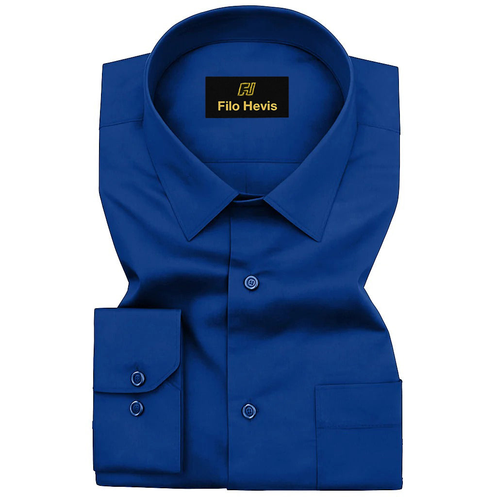 PLATINUM COTTON SATIN FORMAL SHIRT FOR MEN (Single Pocket)-Royal Blue